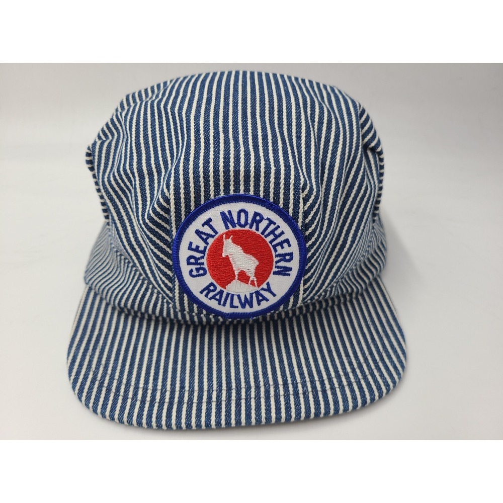 Vtg Great Northern Railway Engineer Stripes Snapback (Seems Small) Hat Cap Train
